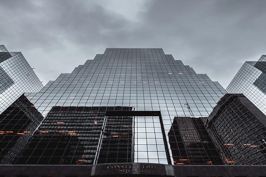 modern building before storm