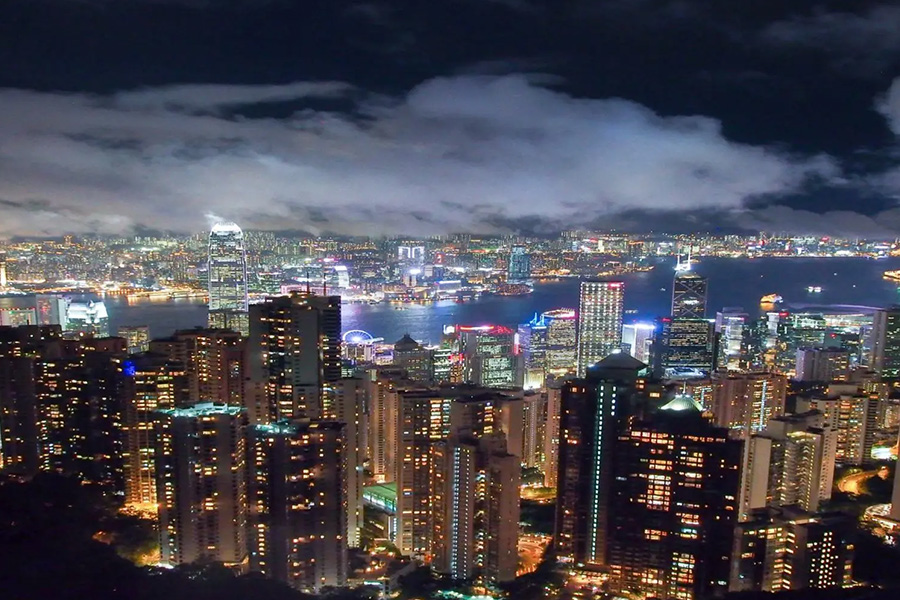 city skyline at night