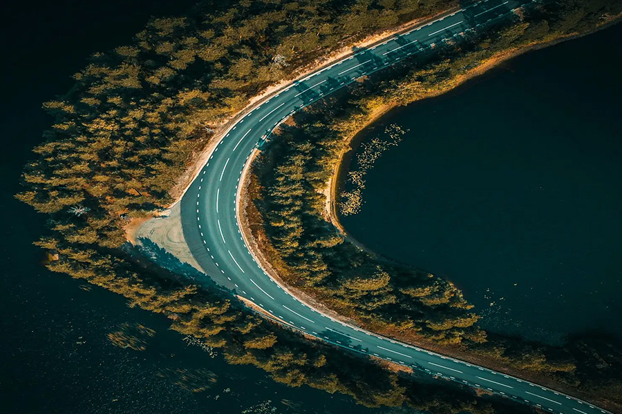 curved highway through coastline