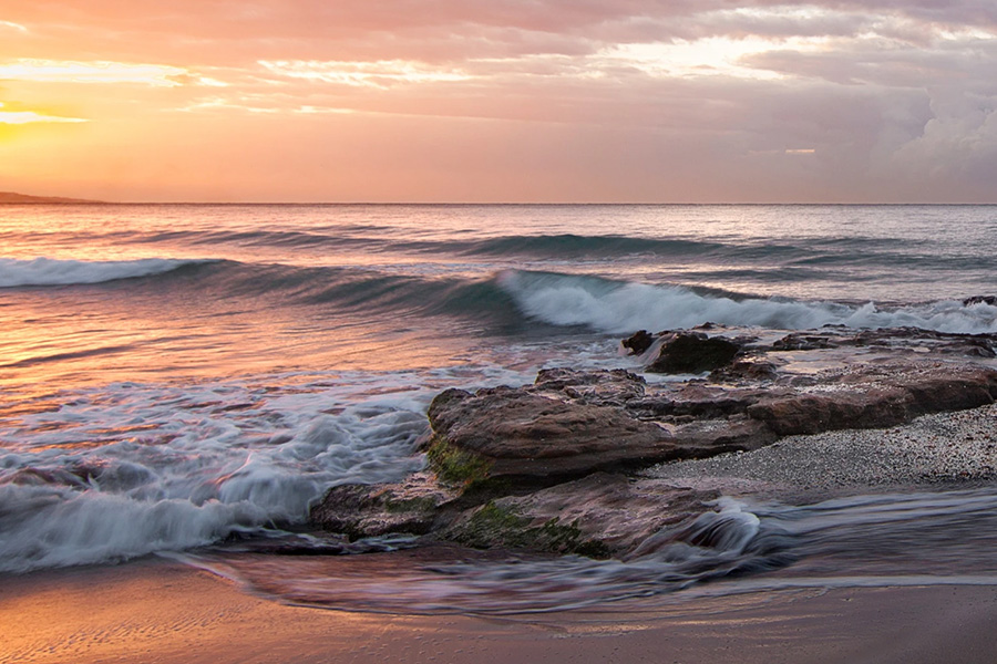 shoreline tide with waves