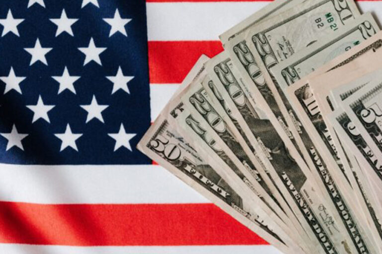cash with american flag background