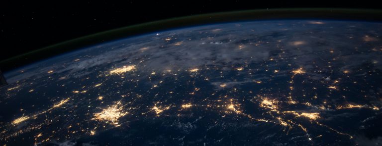 earth with cities lit up