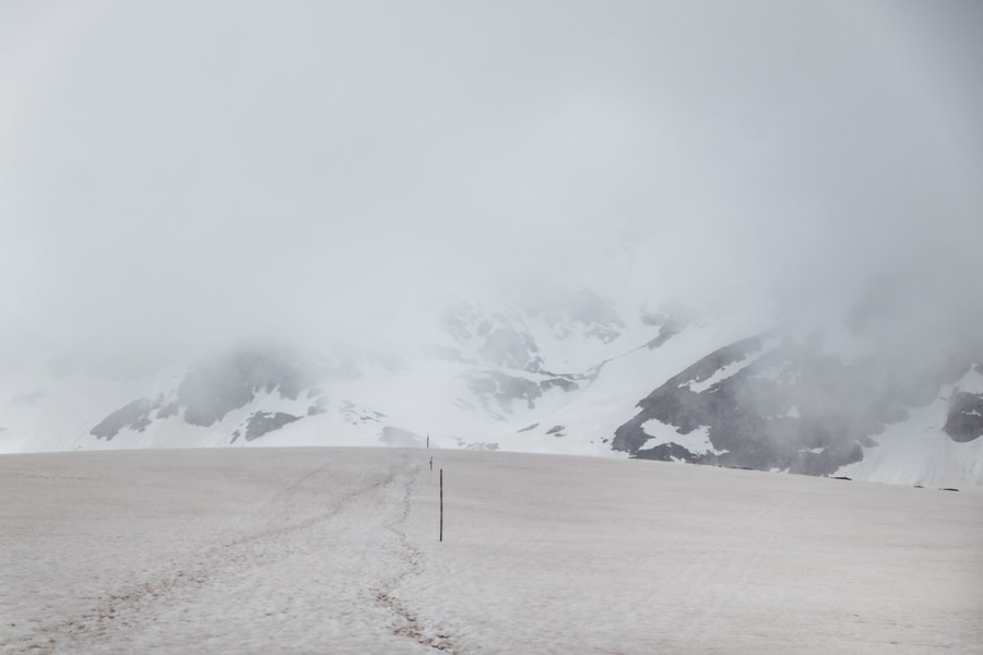 mountain with snow ahead