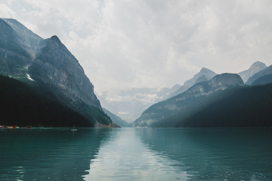 lake with mountains in distance