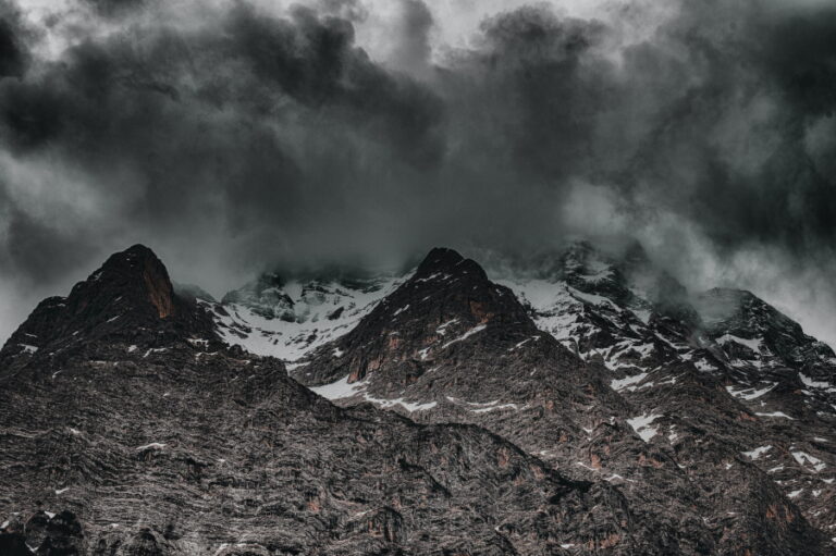 mountains with dark clouds