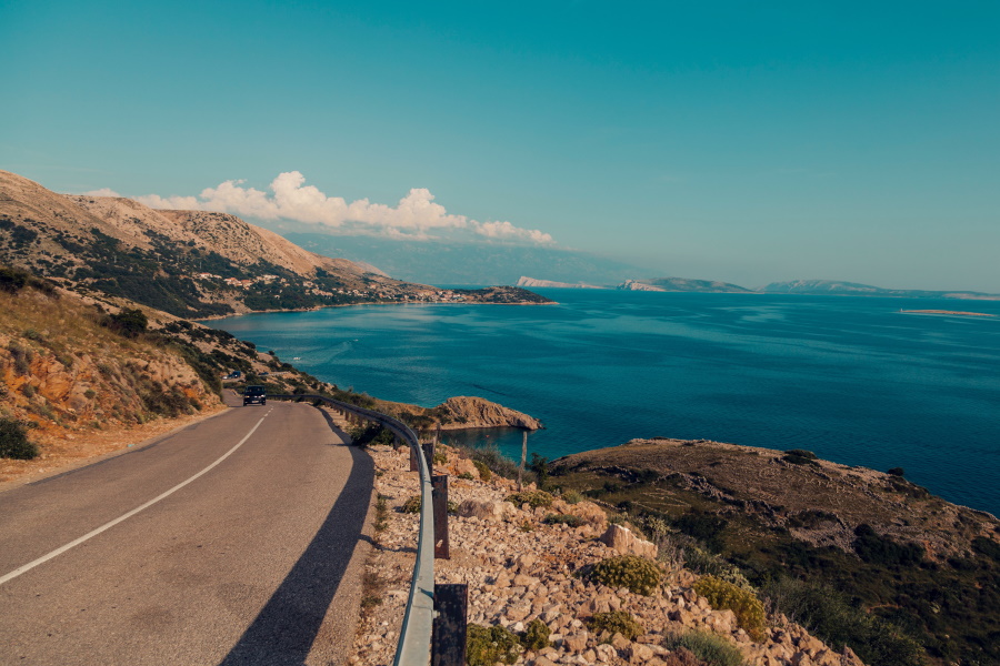 road by beach