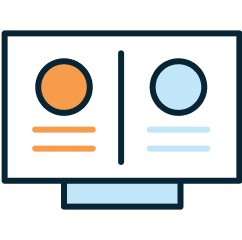 Visualize pre and post trade impact icon