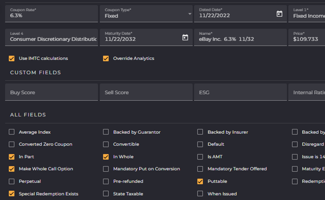 IMTC Platform Managed Securities screenshot