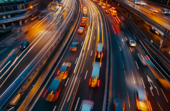 time lapse cars with lights on highway