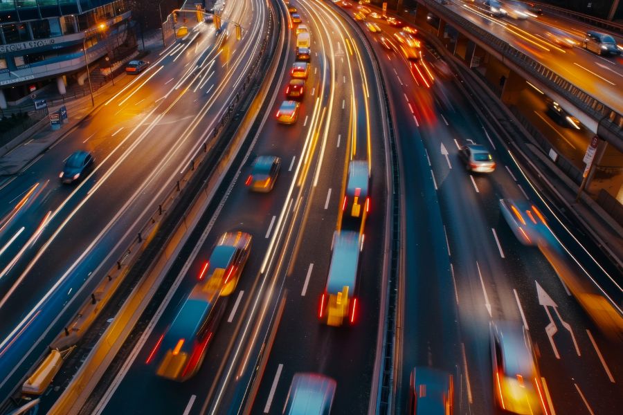 time lapse of cars on highway